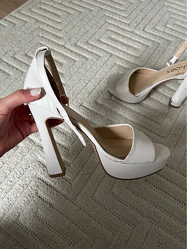 Beyaz Platform Topuklu Gelin Ayakkabısı - Görsel 3