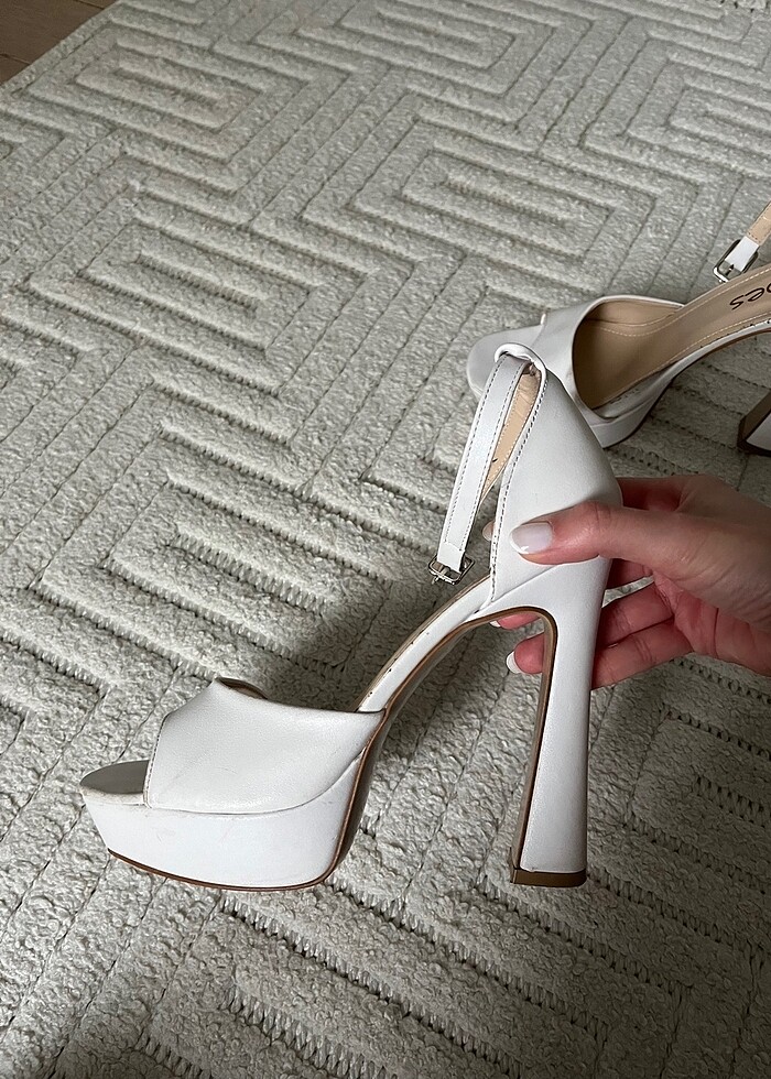 Beyaz Platform Topuklu Gelin Ayakkabısı - Görsel 2