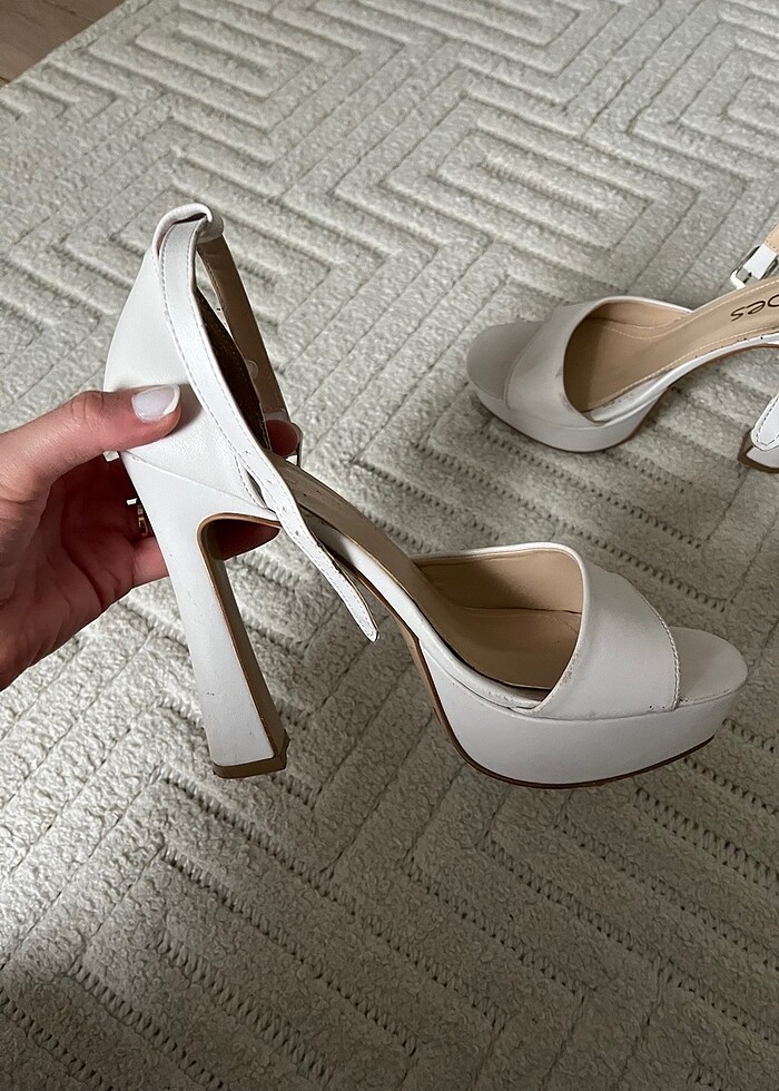 Beyaz Platform Topuklu Gelin Ayakkabısı - Görsel 3