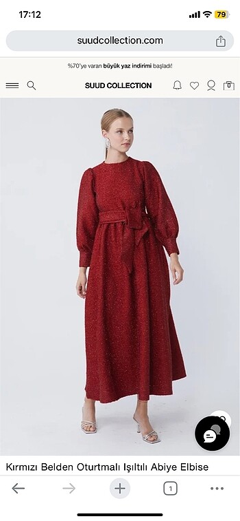 Suud Collection Suud Collection Belden oturtmalı ışıltılı abiye