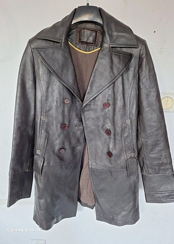 Kahverengi Deri Kadın Biker Ceket