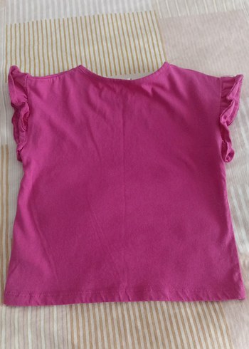 Kız Çocuk Renkli Baskılı Fırfırlı Tişört - Görsel 3