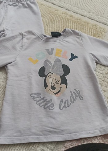 Gri Baskılı Uzun Kollu Kız Bebek Takımı - Görsel 2