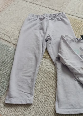 Gri Baskılı Uzun Kollu Kız Bebek Takımı - Görsel 3