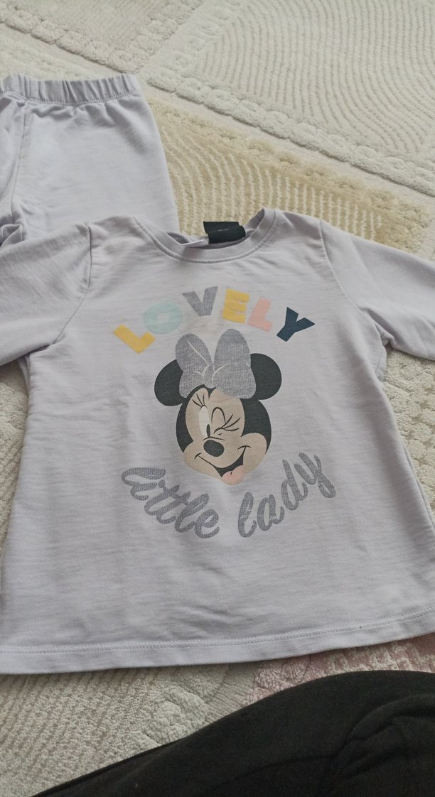 Gri Baskılı Uzun Kollu Kız Bebek Takımı - Görsel 2