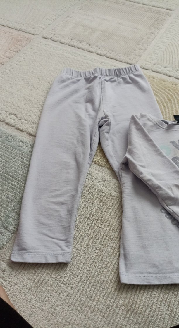 Gri Baskılı Uzun Kollu Kız Bebek Takımı - Görsel 3