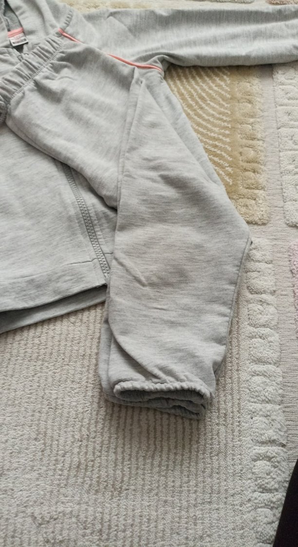 Kız Çocuk Gri Kapüşonlu Fermuarlı Eşofman Takımı - Görsel 4