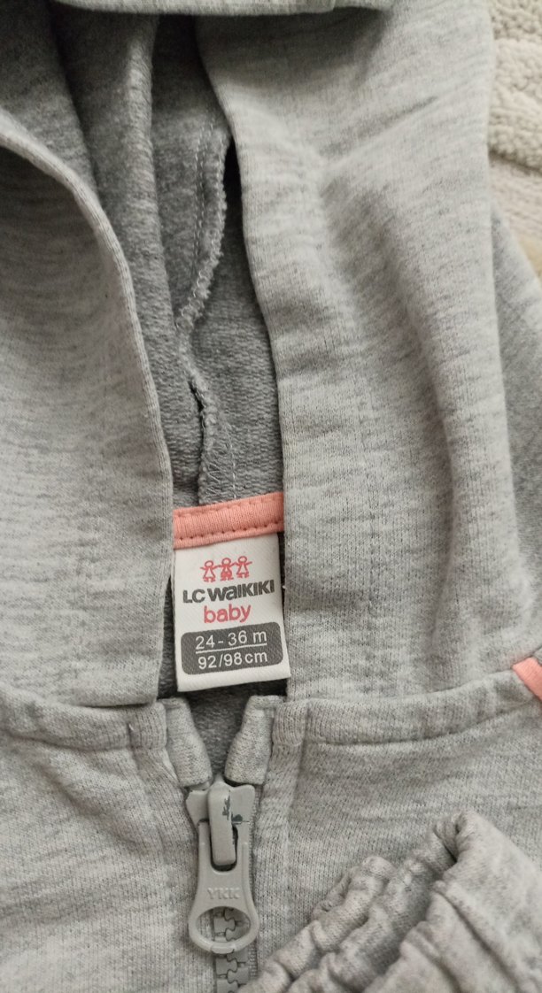 Kız Çocuk Gri Kapüşonlu Fermuarlı Eşofman Takımı - Görsel 3