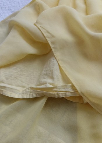 Kız Çocuk Sarı Fırfırlı V Yaka Elbise - Görsel 2