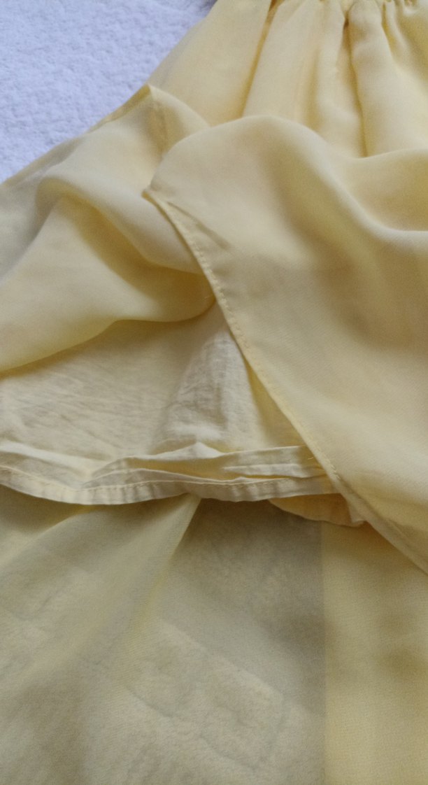 Kız Çocuk Sarı Fırfırlı V Yaka Elbise - Görsel 2