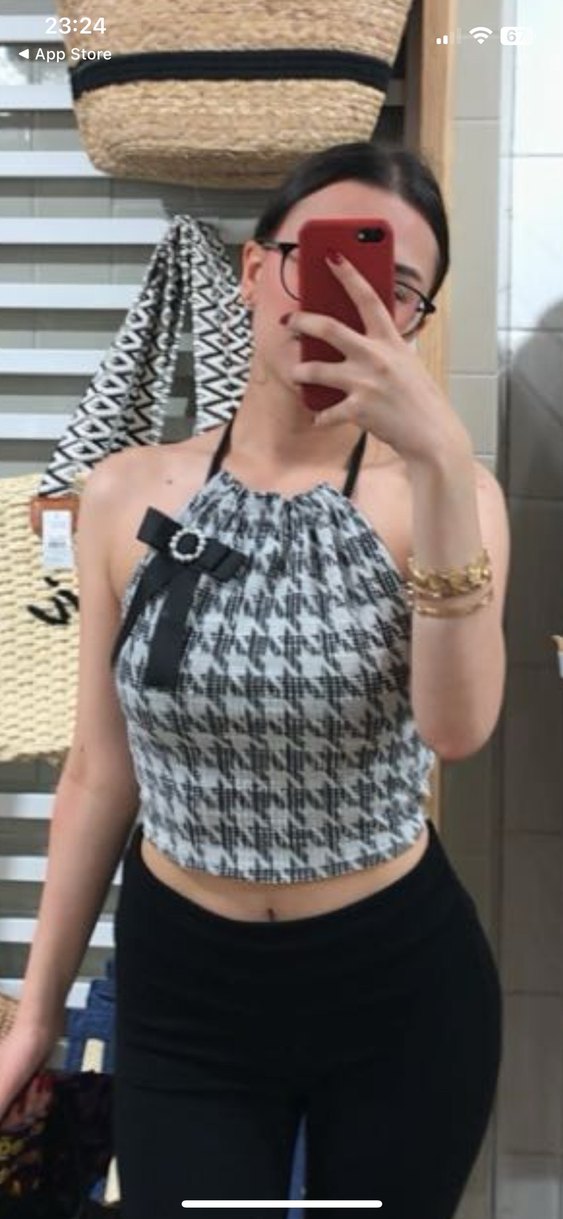 Gri Desenli İnce Askılı Midi Bustiyer - Görsel 2