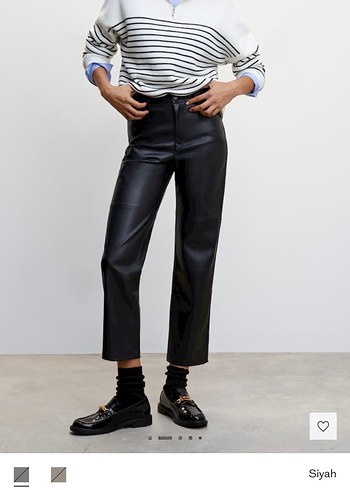 Kadın Siyah Deri Kemerli Rahat Kesim Pantolon - Görsel 4