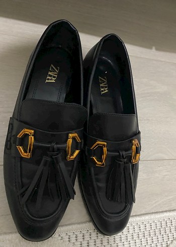 Zara Siyah Deri Tokalı Kadın Loafer - Görsel 2