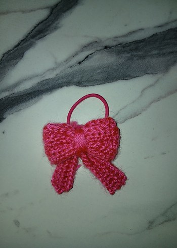 Pembe Örgü Fiyonk Saç Lastiği - Görsel 2