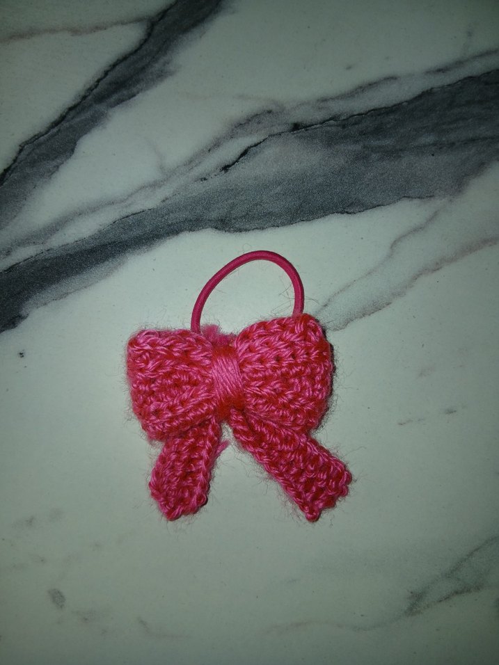 Pembe Örgü Fiyonk Saç Lastiği - Görsel 2