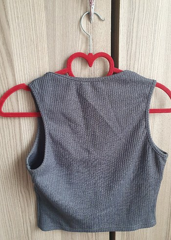 Diğer Gri Kolsuz Mini Crop Top