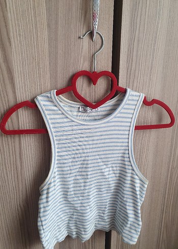 Gri Çizgili Kolsuz Mini Kadın Atlet