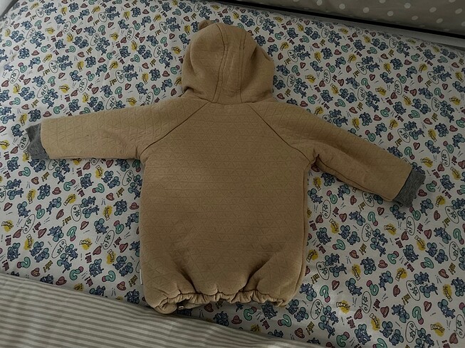 12-18 Ay Beden camel Renk Kapüşonlu Bebek Ceket Mont