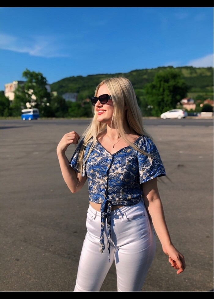 Bel detaylı kısa gömlek - Görsel 4