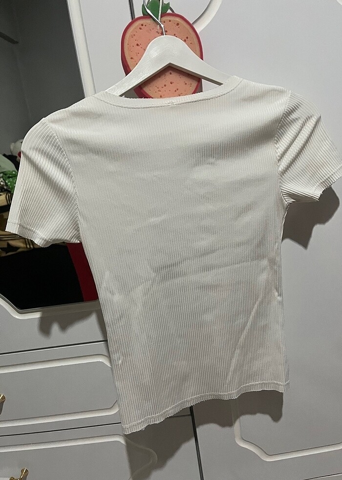 Beyaz tişört fitilli - Görsel 3