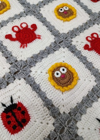 motifli Örgü bebek Battaniyesi - Görsel 2