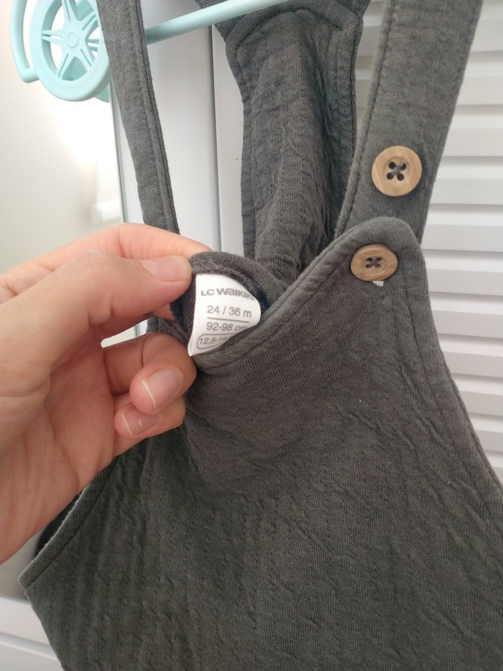 Gri Keten Erkek Çocuk Askılı Tulum - Görsel 3