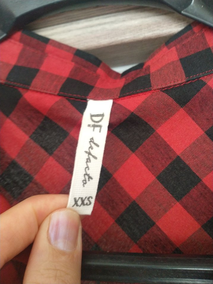 Kırmızı Kareli Düğmeli Kadın Gömlek - Görsel 3