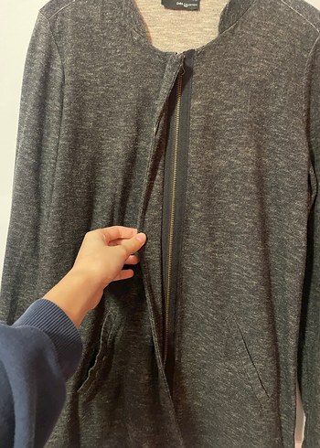Gri Uzun Kollu Düğmeli Kadın Hırka - Görsel 2
