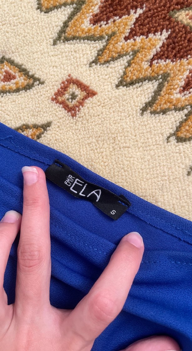 Mavi Drapeli Straplez Abiye Elbise - Görsel 2