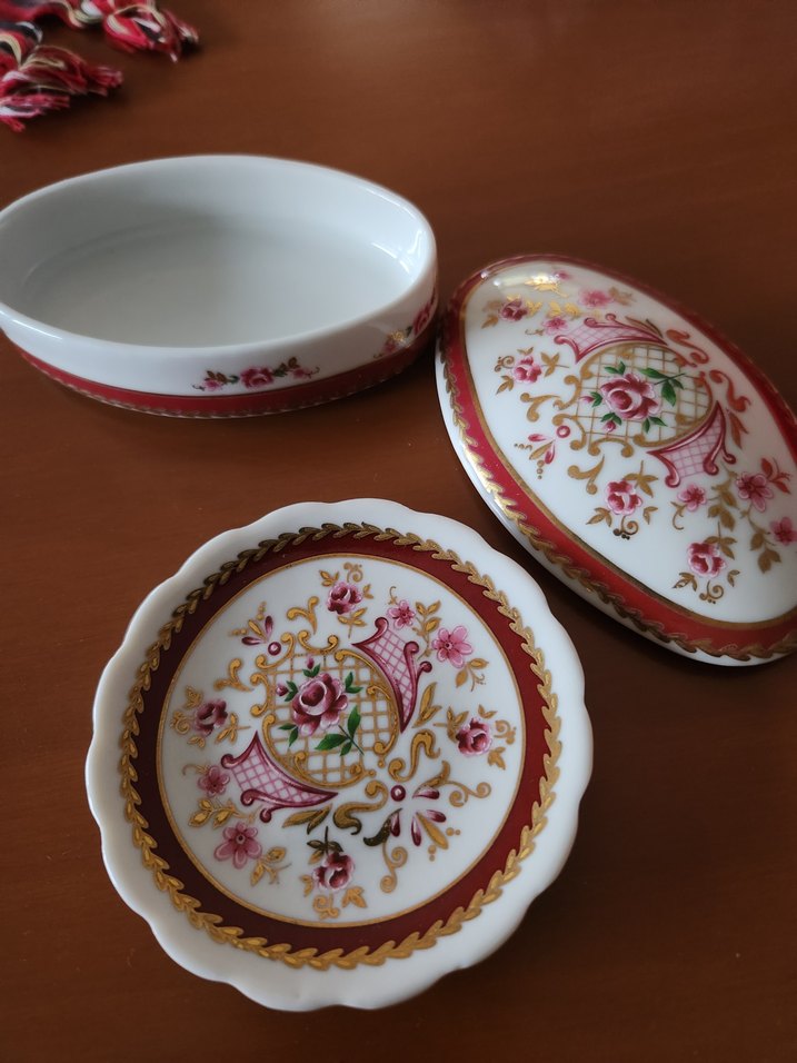 Bordo İşlemeli bonboniyer ve tabak - Görsel 2