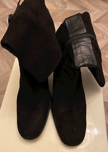 Tokalı Siyah deri nubuk bot - Görsel 3