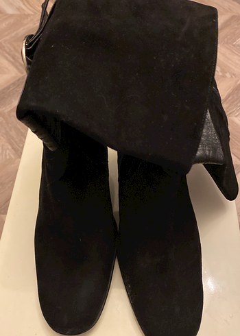 Tokalı Siyah deri nubuk bot - Görsel 4