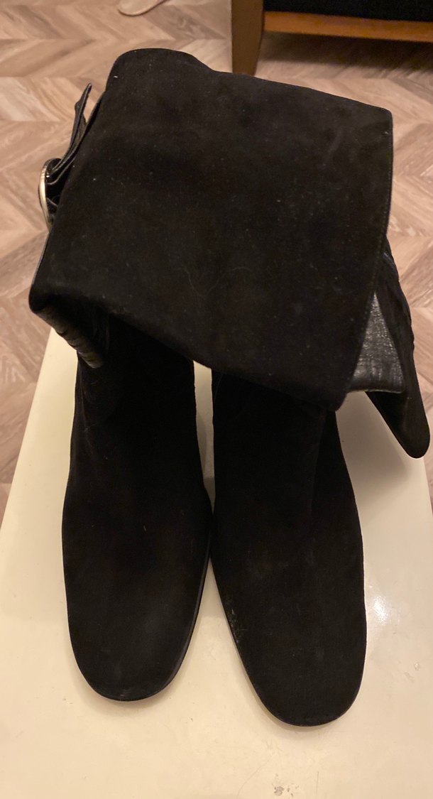 Tokalı Siyah deri nubuk bot - Görsel 4