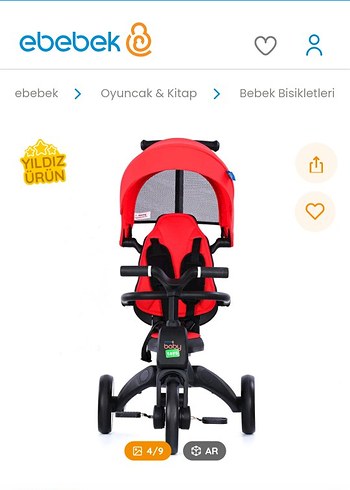 Kırmızı Bebek Üç Tekerlekli Bisiklet - Görsel 5