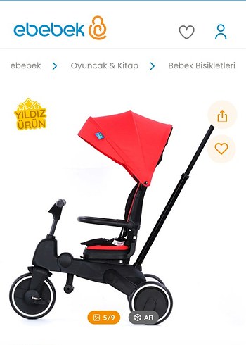 Kırmızı Bebek Üç Tekerlekli Bisiklet - Görsel 6