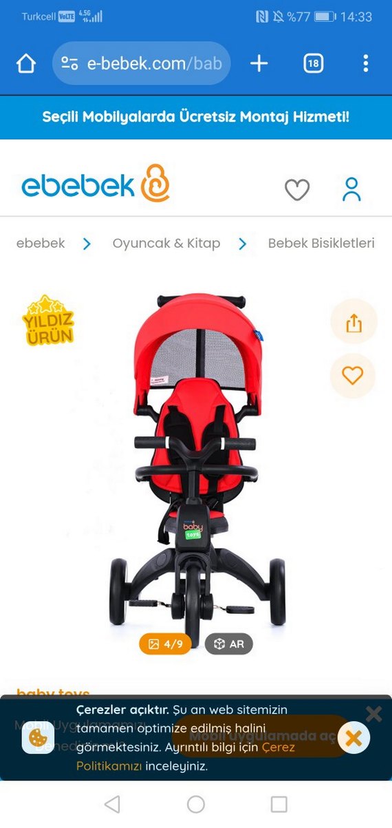 Kırmızı Bebek Üç Tekerlekli Bisiklet - Görsel 5