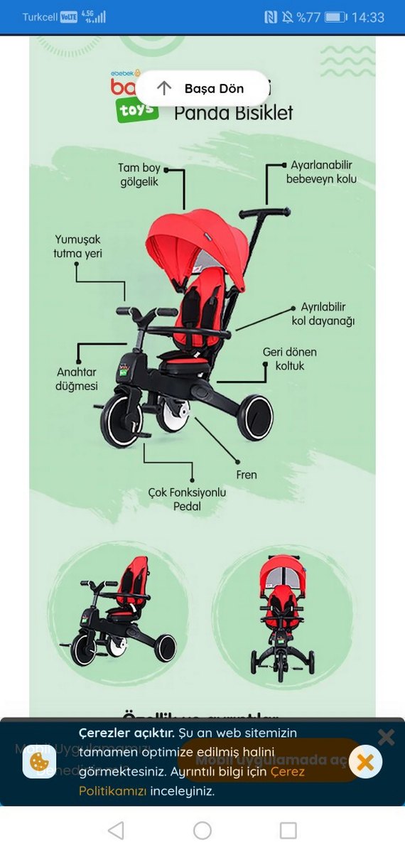 Kırmızı Bebek Üç Tekerlekli Bisiklet - Görsel 2