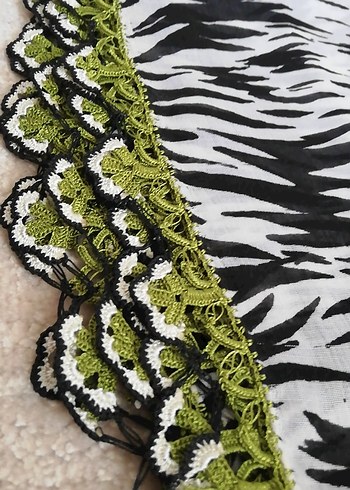 Dantel Detaylı Renkli Bohem Kadın Fuları - Görsel 2