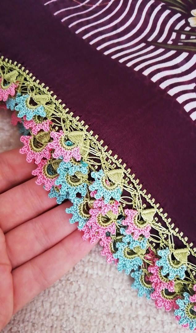 Dantel Detaylı Çok Renkli Bohem Kadın Şal - Görsel 2