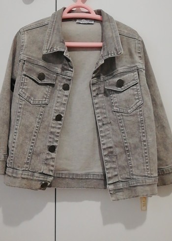 Gri Düğmeli erkek cocuk Denim Ceket
