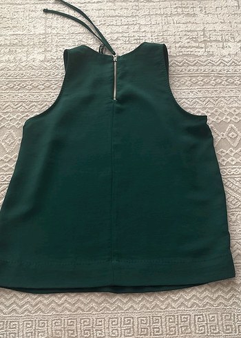 Stradivarius Yeşil, Fermuarlı, Salaş Kesim Kolsuz Bluz