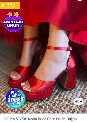 Parlak Kırmızı Platform Topuklu Kadın Ayakkabı - Görsel 4