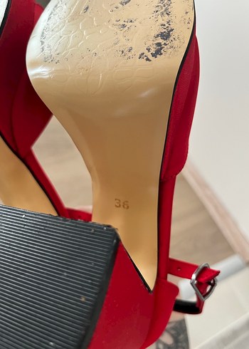 Parlak Kırmızı Platform Topuklu Kadın Ayakkabı - Görsel 3
