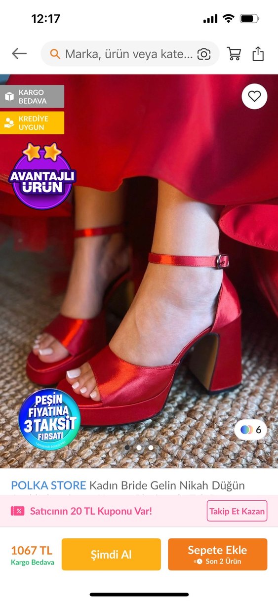 Parlak Kırmızı Platform Topuklu Kadın Ayakkabı - Görsel 4