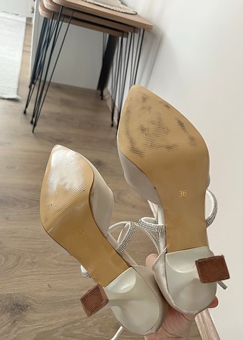 Beyaz Stiletto Topuklu Kadın Abiye Ayakkabı - Görsel 3