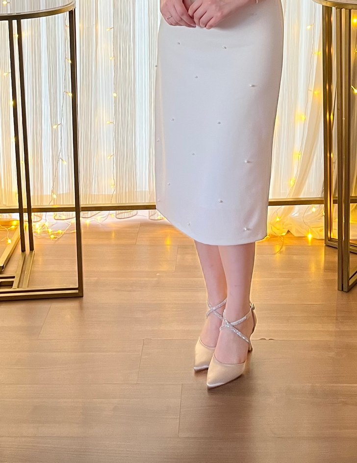 Beyaz Stiletto Topuklu Kadın Abiye Ayakkabı - Görsel 4