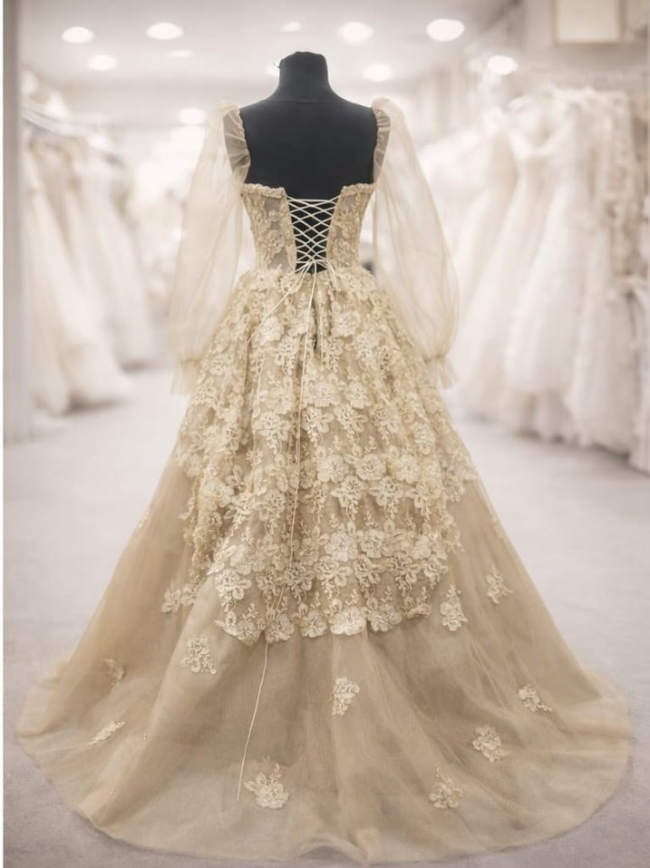 vizon Vintag tasarım nişanlık demonte tül kol a kesim - Görsel 3