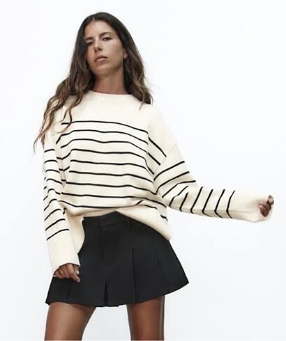 Zara oversize çizgili kazak