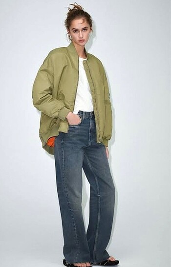 m Beden haki Renk Zara oversize bomber