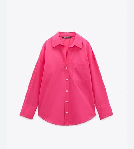 Zara Zara fuşya poplin gömlek
